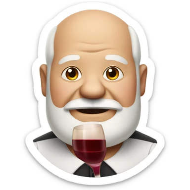 fat, half bald grandpa with no mustache with wine sticker