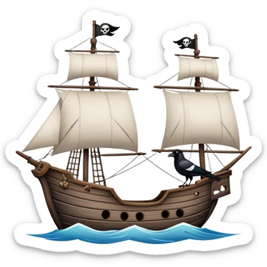 Two pirate ships. One is named jackdaw and one is named magpie sticker