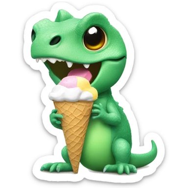 Cute lizard eating ice cream sticker