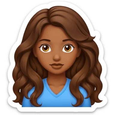 Baddie girl with brown long wavy hair sticker
