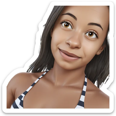 smiling girl in striped bikini sticker