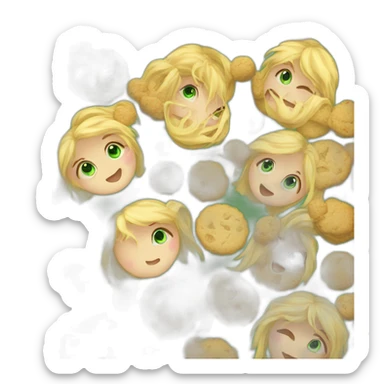  girl green eyes long blonde hair baking cookies sticker