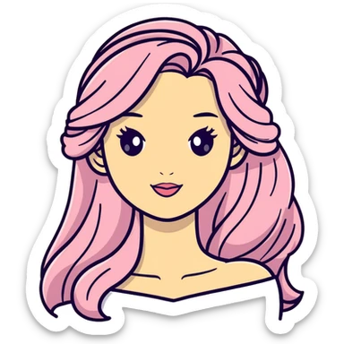 Disney princess face with long hair sticker