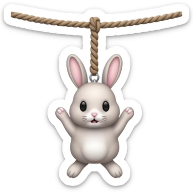 A bunny hanging tightly from a noose  sticker