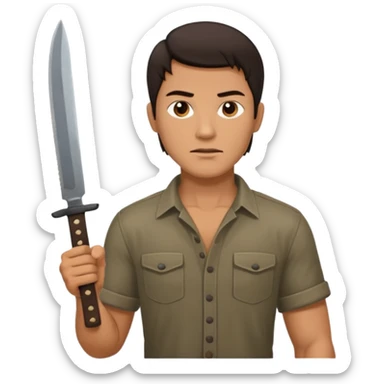 Un señor guapo con un machete sticker