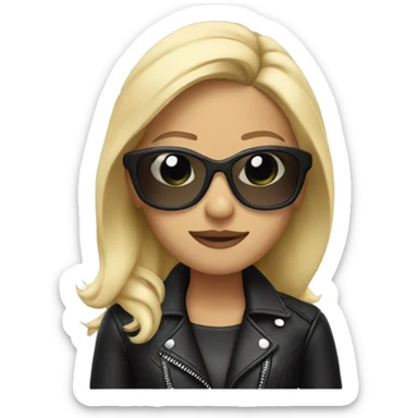 blonde girl in leather jacket wear sunglasses sticker