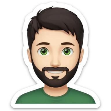 Man with a short full beard, Styled hair, Best looking man in the planet, onepiece style dark hair, green ejey, more anime style sticker