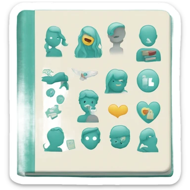 teal hardcover book about mental health conditions  sticker