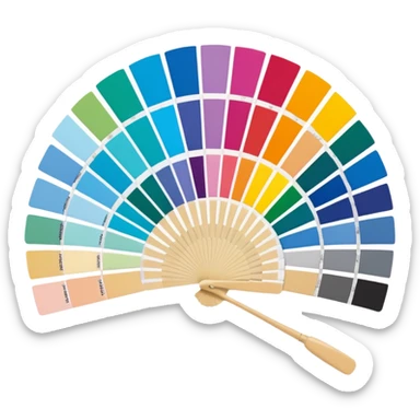Pantone color swatch fan. The swatches should be fanned out, each with a different color. sticker