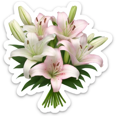 pink white lilies bouquet  sticker