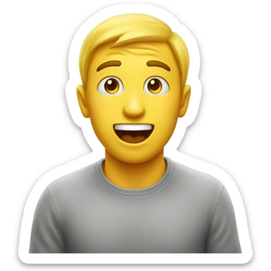 A yellow, round-headed emoji that is drooling and its eyes are wide open with surprise and happiness. sticker