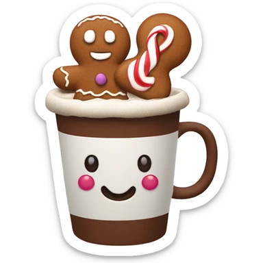 cocoa in holiday cup  with a gingerbread sticker