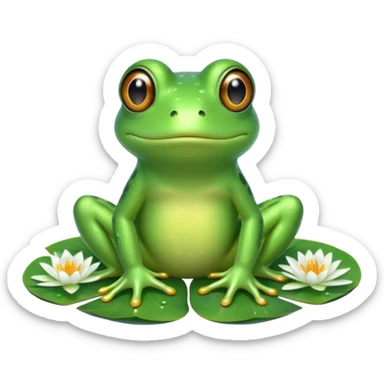 Glitter Green Frog cute sticker