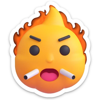 emoji with tired eyes and smoke sticker