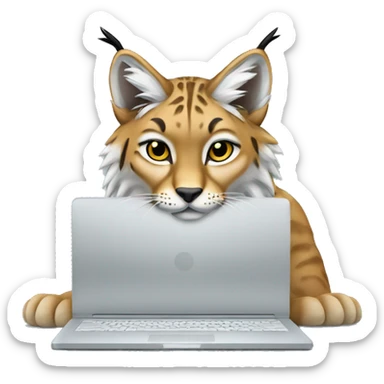 A lynx with a laptop sticker