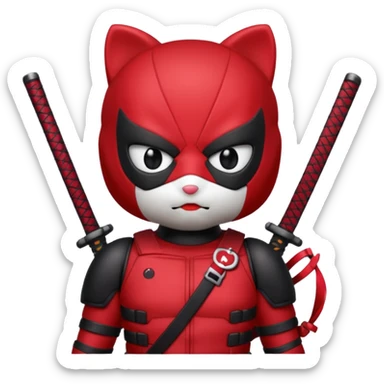 Hello kitty being deadpool sticker
