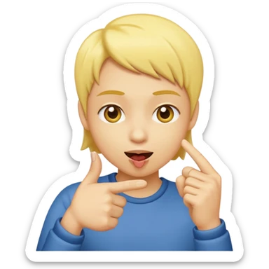 Make it a emoji yellow face (no gender) juste à face like that 😊 with a finger like that 👈 it it’s mouth like the emoji is biting it in a fliry way sticker