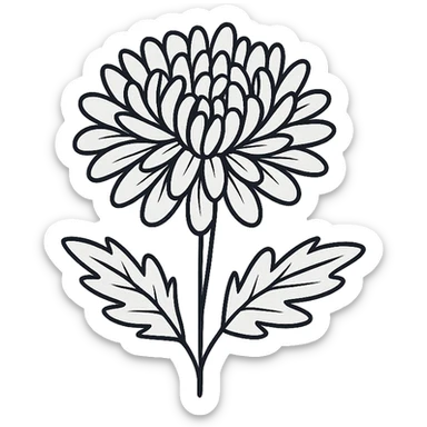 crisantemos hand drawn black outline style sticker