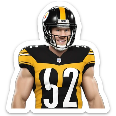 Tj watt, wearing Steelers jersey sticker