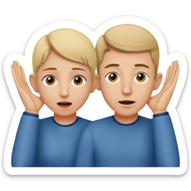 two people cupping their ears to hear a sound sticker