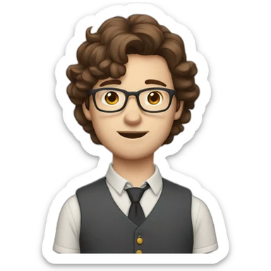 british nerd with brown hair and wolf features sticker