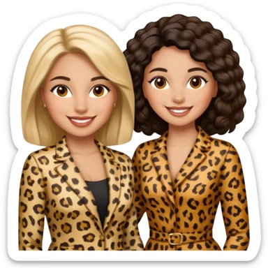 Latina woman and black woman in cheetah print outfit sticker