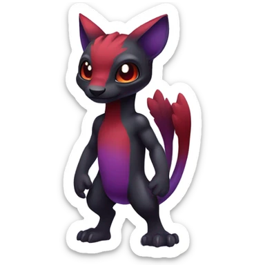 Cute cool dark black red purple animal hybrid Fakemon full body sticker
