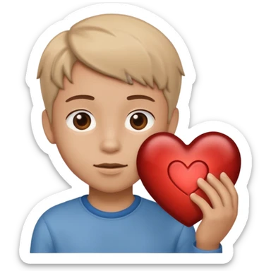 brown heart with boy sticker