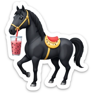 black horse character holding smoothie sticker