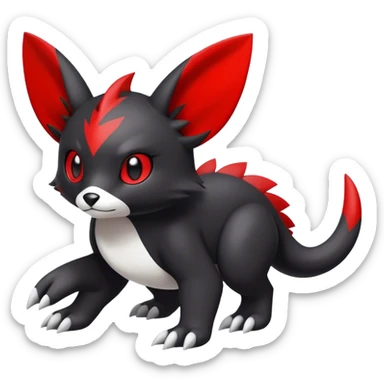 Cute cool black red white animal hybrid Fakemon full body sticker