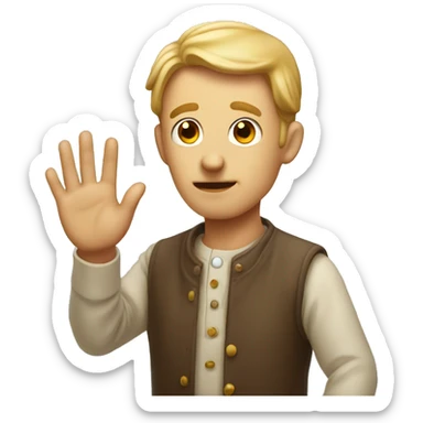 Strange man with needy look in his eyes reaching his hand out sticker