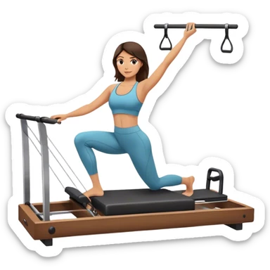 Fit brunette doing reformer pilates sticker