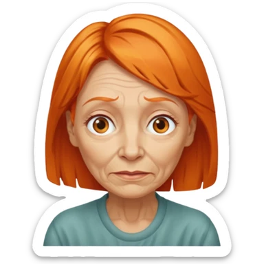 old adult female, orange hair sticker