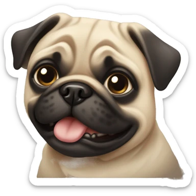 A cheerful pug of beige and black color sticker