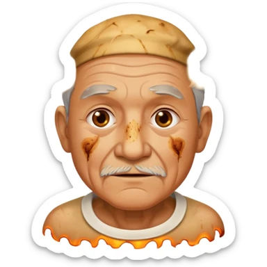 AN OLD MAN FULL OF BURNED MARKS BECAUSE OF COOKING OIL sticker