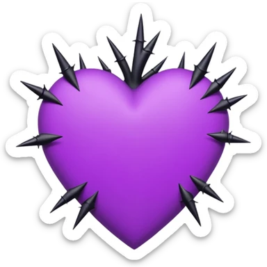 purple heart with black thorns sticker