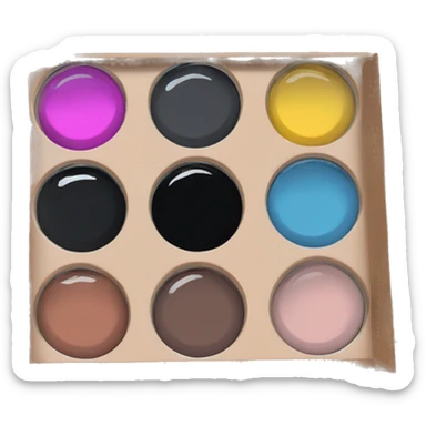 A pallet of eyeshadow with four colors in the black container with mirror sticker