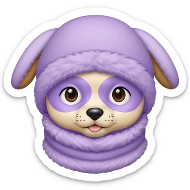 puppy face in a pastel lavender ski mask, face only sticker