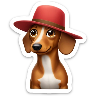 wiener dog wearing a hat sticker