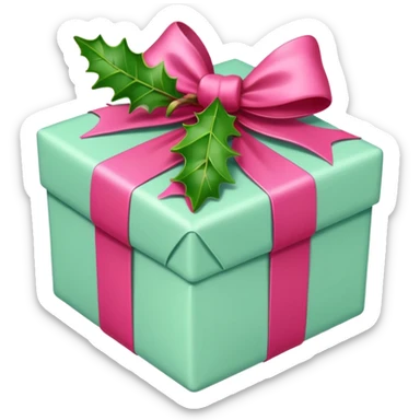 christmas gift with mistletoe magic color and peppermint pink bow sticker