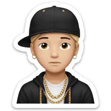 handsome boy with backside cap hip hop only neck  sticker