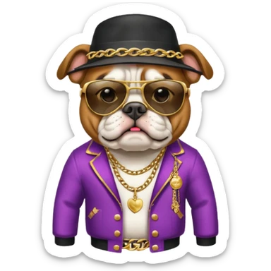 Bulldog in pimp outfit sticker