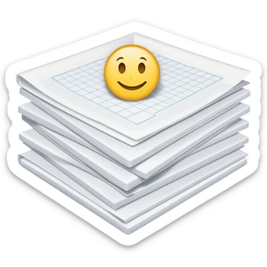 compact stack of clean white A4 sheets, squared edges, one corner slightly curled to suggest flexibility, thick even pile, slightly shadowed between layers, crisp unused office sheets, no wrapper, label, or extras, soft lighting, subtle shadows, emoji scale sticker