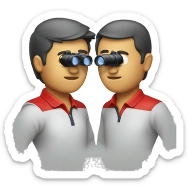 hombre con polo rojo y con binocular sticker