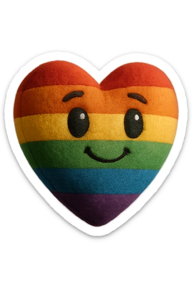 rainbow pride heart, plush portrait style, glossy look, no text sticker