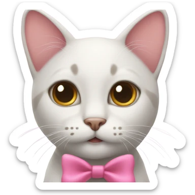 Cat with a pink bow on its left ear sticker