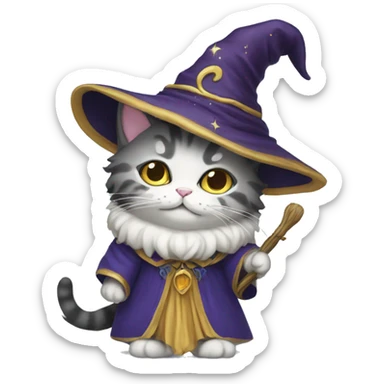 Wizard cat wearing a dress sticker