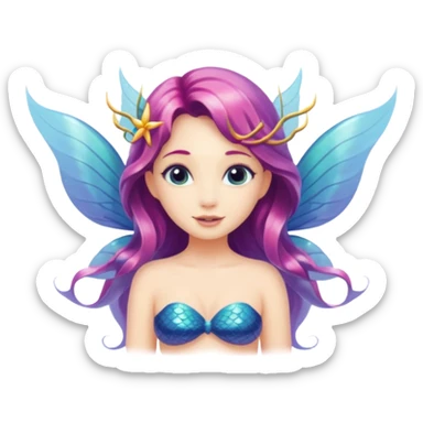 A mermaid that has fairy winged and fairfaced sticker