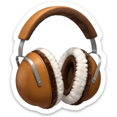 Warm brown white completely fluffy earmuffs sticker