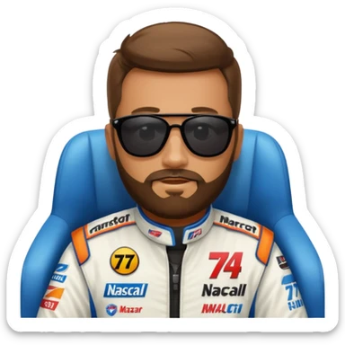 bearded lawyer driving a nascar number 74 sticker